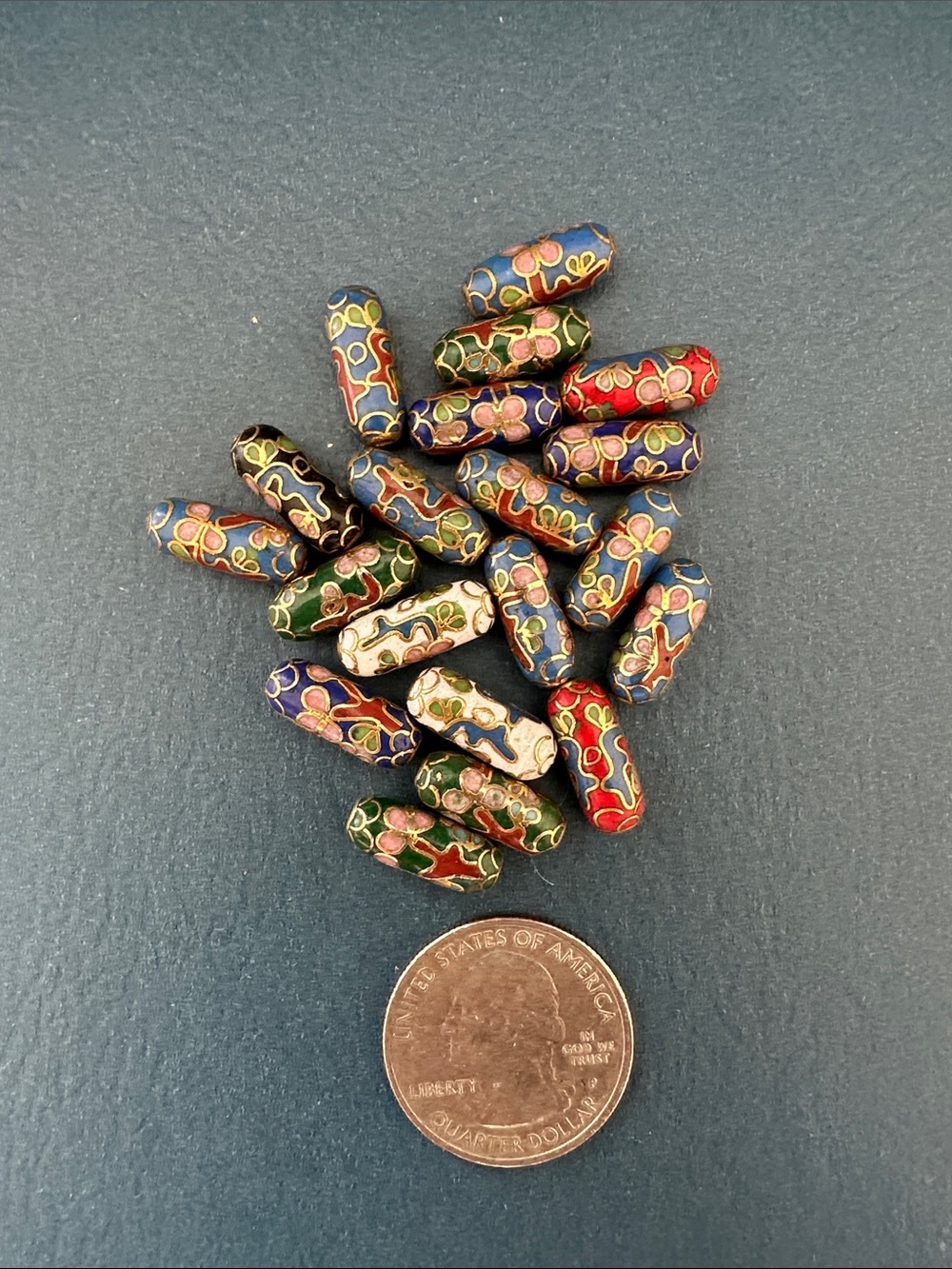 💕 NEW listing- Vintage Cloisonné Cylinder Beads - A